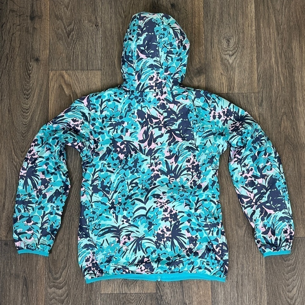 Columbia Girls Size L 14/16 Reversible Blue Floral Full Zip Windbreaker Jacket - Picture 2 of 6